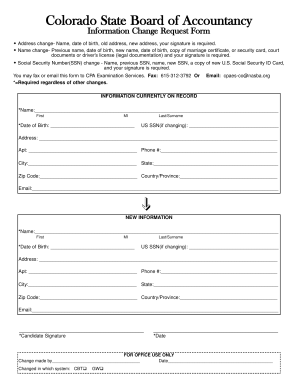 Colorado Accountancy Information Change Request Form