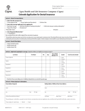 Colorado Dental Insurance Application