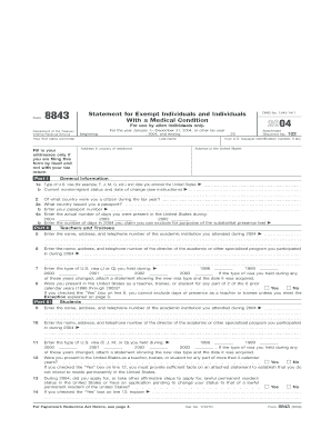 Form 8843 Statement for Exempt Individuals