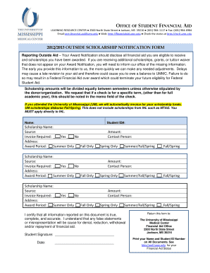 Outside Scholarship Notification Form