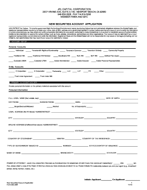 New Securities Account Application