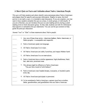 Native American Stereotypes Quiz