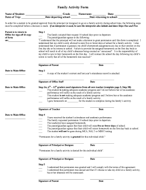 Family Activity Approval Form