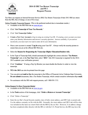 IRS Tax Return Transcript Request