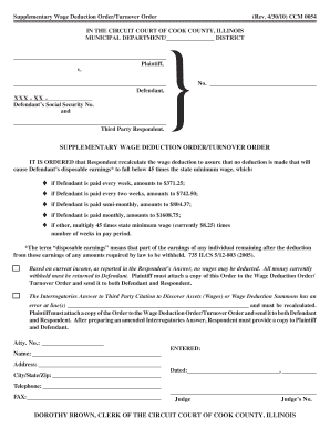 Supplementary Wage Deduction Order