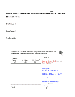Standard Deviation Worksheet