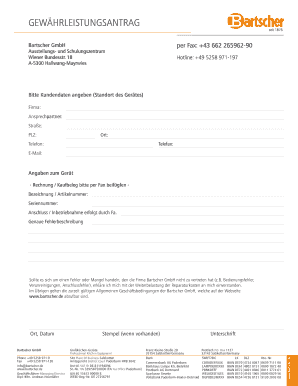 GEWÄHRLEISTUNGSANTRAG