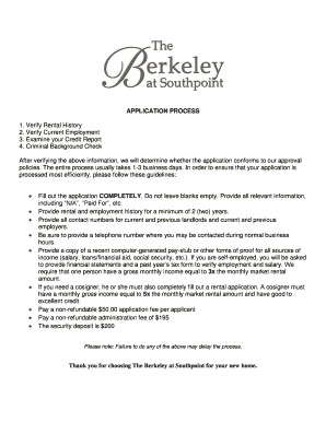 Resident Application for Occupancy