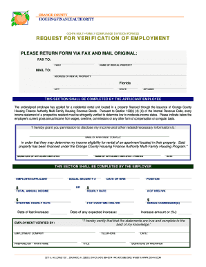 Orange County Employment Verification Form
