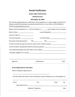 Rental Verification Form