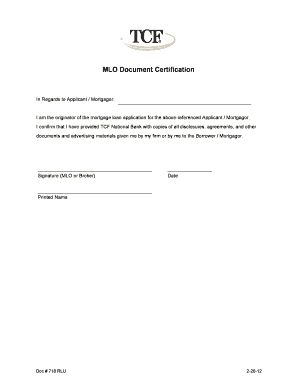 Mortgage Loan Originator Certification