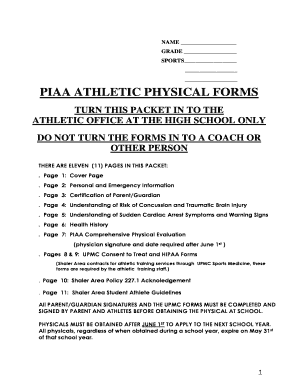 PIAA Athletic Physical Forms