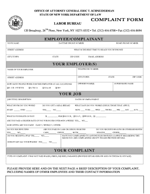 New York Employee Complaint Form