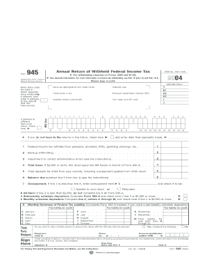 IRS Form 945 Annual Return of Withheld Federal Income Tax