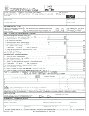 Missouri Partnership Return of Income Form MO-1065