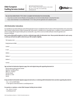 EU VAT Exempt Fuel Declaration Form