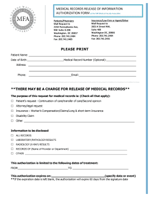 Medical Records Release Authorization Form