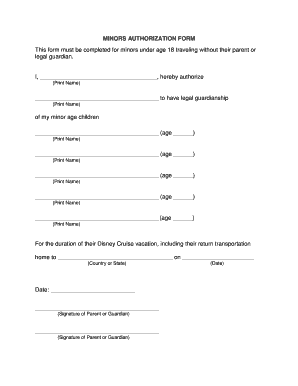 Unaccompanied minor form - This form must be completed for minors under age 18 traveling without their parent or legal guardian