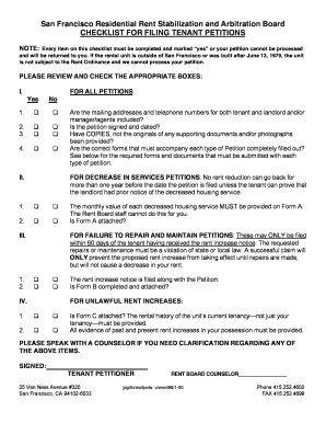 San Francisco Tenant Petition Form