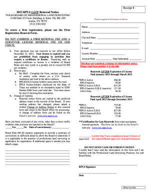 Texas RPLS Late Renewal Notice
