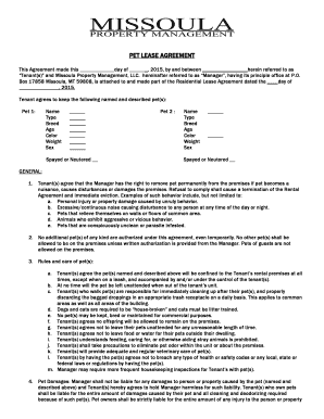 Pet Lease Agreement