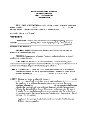 Ohio Residential Lease Agreement