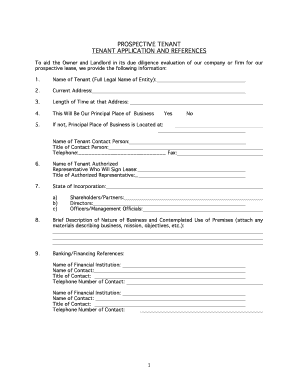 Tenant Application and References