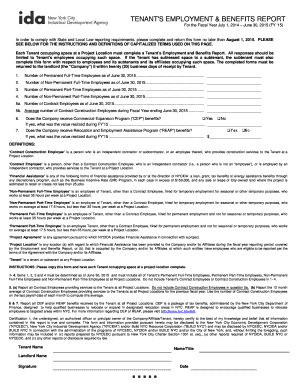Tenant's Employment and Benefits Report