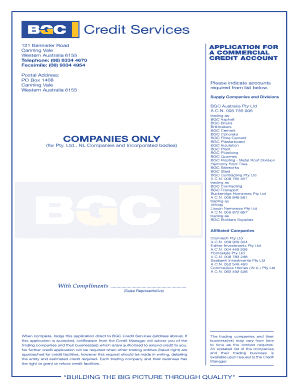 Commercial Credit Account Application