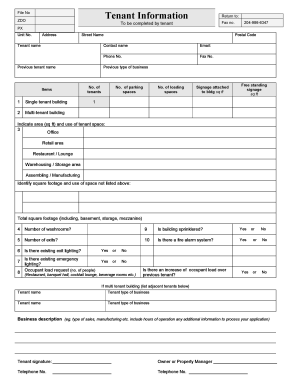 Tenant Information Return Form