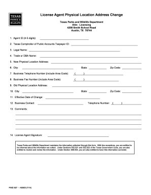 Texas License Agent Address Change Form