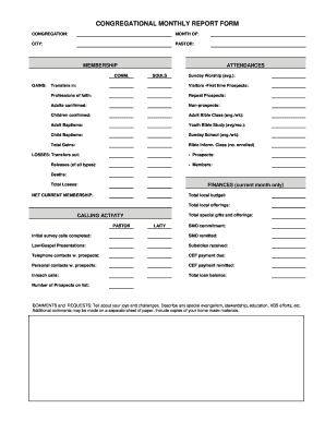 Congregational Monthly Report Form