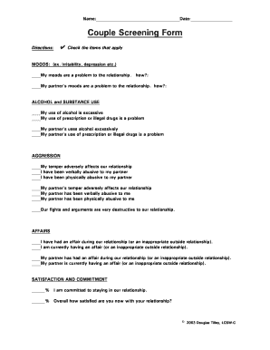 Couple Screening Form