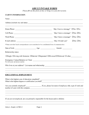 Adult Intake Form