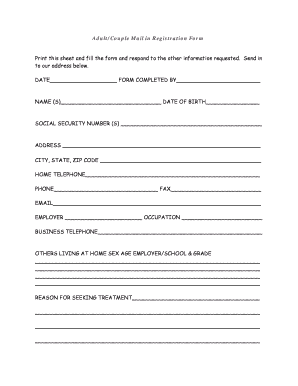 Adult Couple Mail in Registration Form