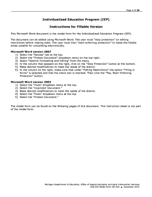 Individualized Education Program (IEP) Form