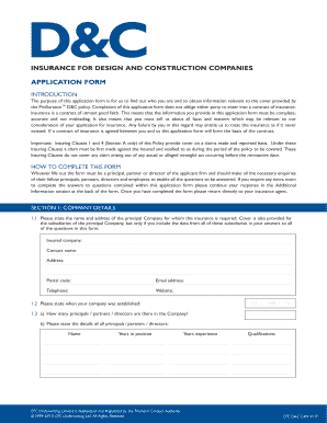 D&C Insurance Application Form