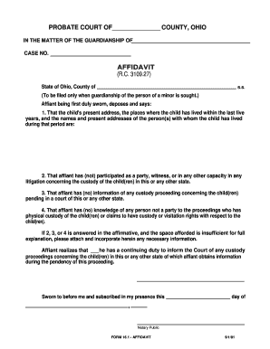 Ohio Guardianship Affidavit