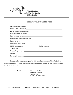 City of Boulder Hotel Motel Tax Refund Form