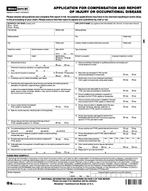 WorkSafeBC Injury or Occupational Disease Report