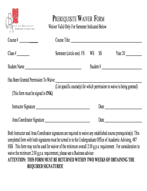 Prerequisite Waiver Form