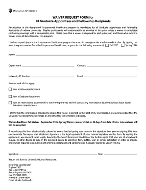 IU Graduate Healthcare Waiver Request Form