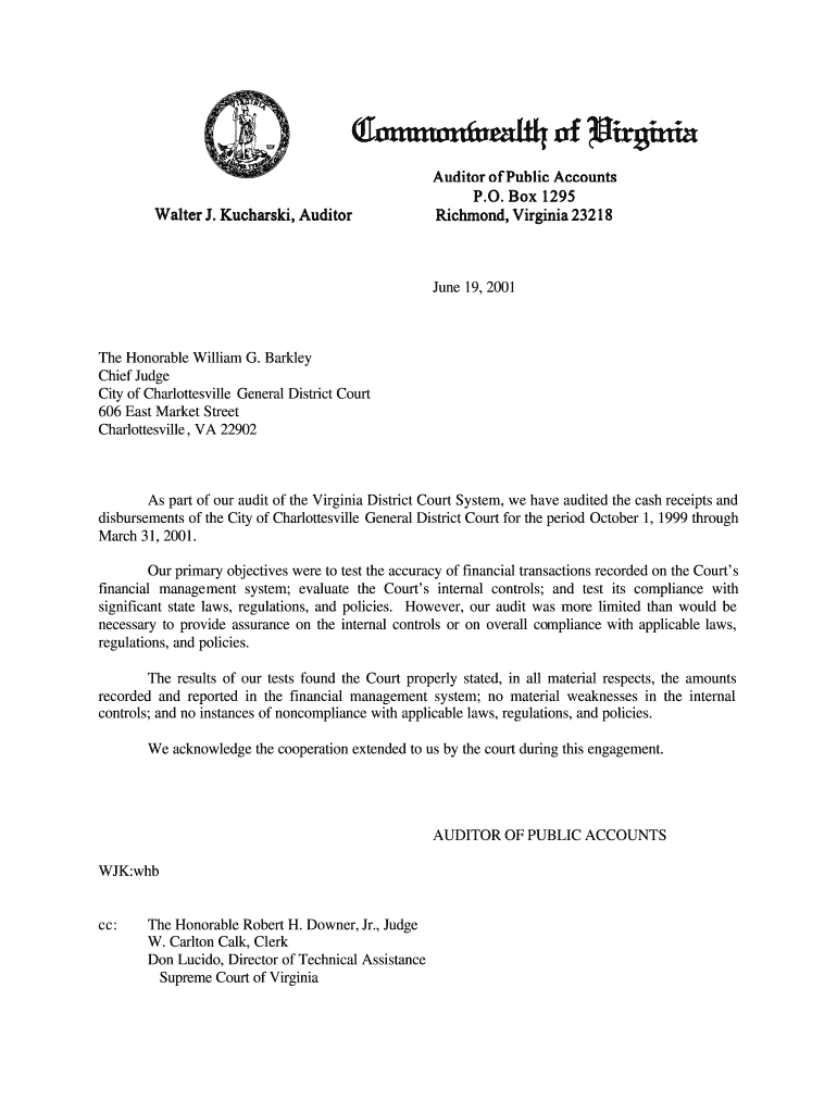 Fillable Online Chief Judge City of Charlottesville General District