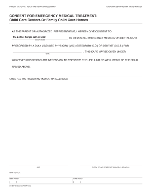 California Emergency Medical Treatment Consent