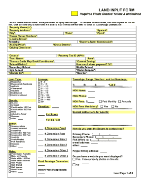 Land Input Form