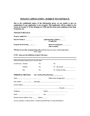 UK Tenancy Application Form