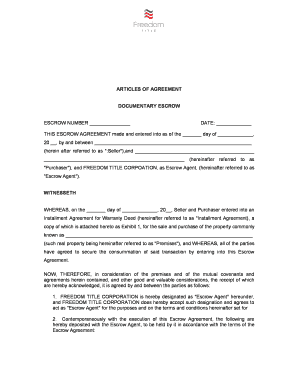 Documentary Escrow Agreement