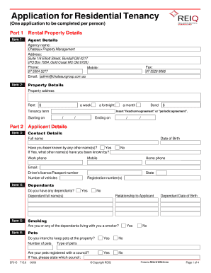 Residential Tenancy Application Form