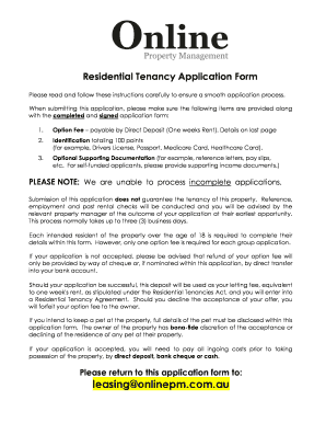 Residential Tenancy Application Form