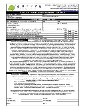 Residential Tenancy Application Form